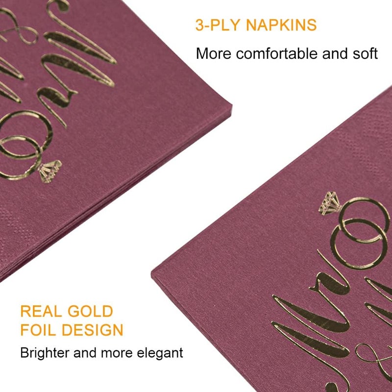 LiveBe 100 Pack of Paper Cocktail Napkins with Gold design，Formal Dinner, Anniversary, Wedding Napkins for Tables, Guestrooms, Restrooms(5 x 5 in，3-ply) (Red) - Image 3